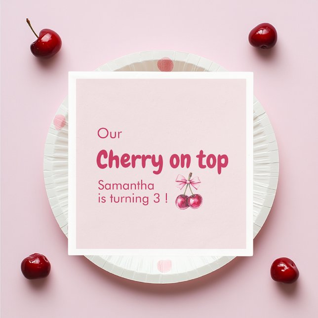 Cherry på Top Rosa Birthday Pappersservett (Skapare uppladdad)