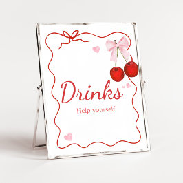 Cherry på Top Rosa Bow Baby Shower Drinks Poster