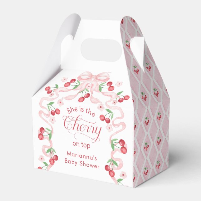 Cherry på Top rosa Bow Babydusch Presentaskar (Framsidan Sidan)