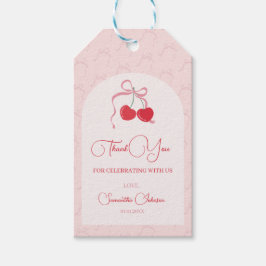 Cherry på Top Rosa Bow Babydusch Presentetikett
