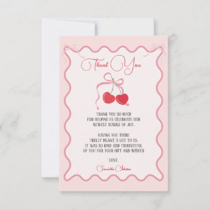 Cherry på Top Rosa Bow Babydusch Tack Kort