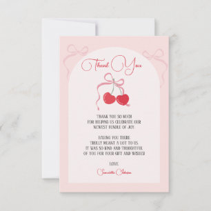 Cherry på Top Rosa Bow Babydusch Tack Kort