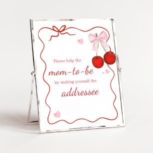 Cherry på Top Rosa Bow BabyShower-kuvert Station Poster