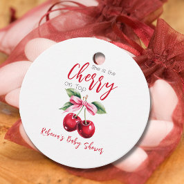 Cherry på Top Rosa Bow Girl Baby Shower Gåvor Etiketter