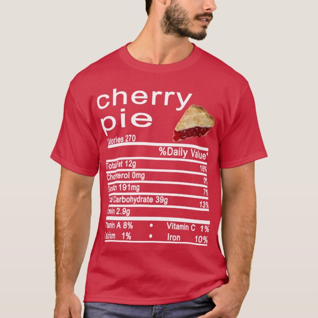 cherry paj Nutrition Facts Funny Thanksgiving T Shirt (Framsida)