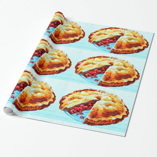 cherry paj presentpapper (Utrullad)