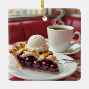 Cherry Paj, Vanilla Ice Cream & Coffee Julgransprydnad Keramik