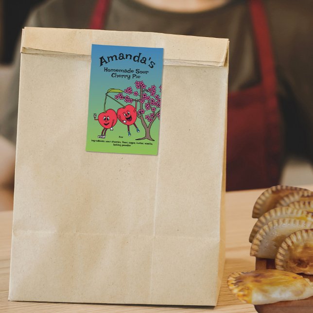 Cherry Pals Funny Tecknad Sylt Paj och mer Mat Etikett (Skapare uppladdad)