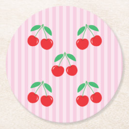 Cherry Paper Round Coasters Underlägg Papper Rund