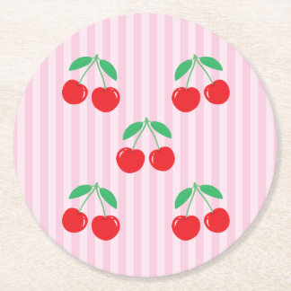 Cherry Paper Round Coasters Underlägg Papper Rund