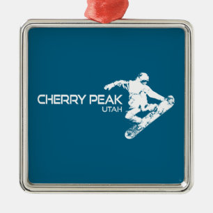 Cherry Peak Resort Utah Snowboarder Julgransprydnad Metall