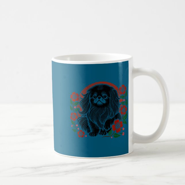 Cherry Pekingese Blossoms Floral Dog Japanese Laug Kaffemugg (Höger)