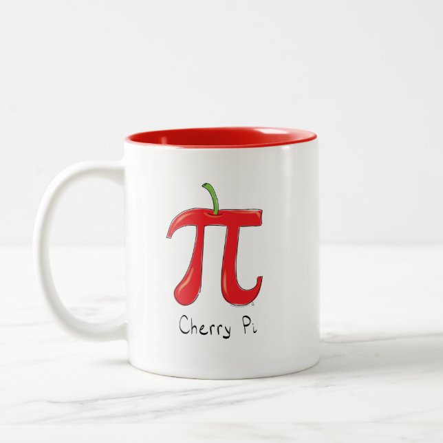 Cherry Pi Symbol Math Teacher Funny Två-Tonad Mugg (Vänster)