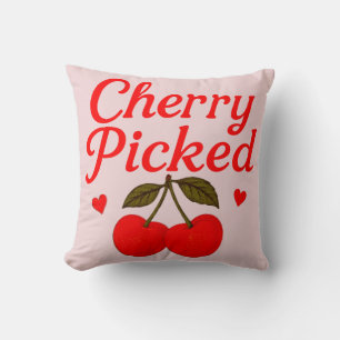 Cherry Picked Hearts Romantiska Cottagecore Rosa Kudde