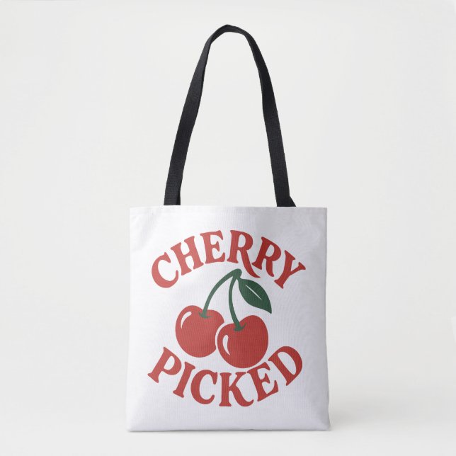 Cherry Picked Trendig Retro Frukt Grafik Tygkasse (Framsida)