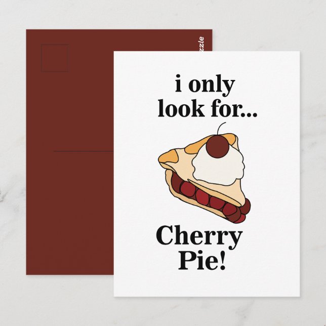 Cherry Pie Söt Rolig Vykort (Fram/baksida)
