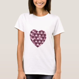 Cherry Pink Fyrkant och Diamant hjärta T Shirt