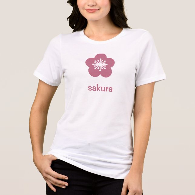 Cherry Pink Sakura Blom Silhuett T Shirt (Framsida)
