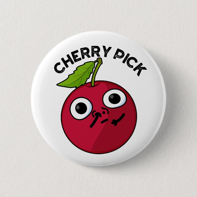 Cherry Plocka Funny Fruit Pun Knapp (Framsida)