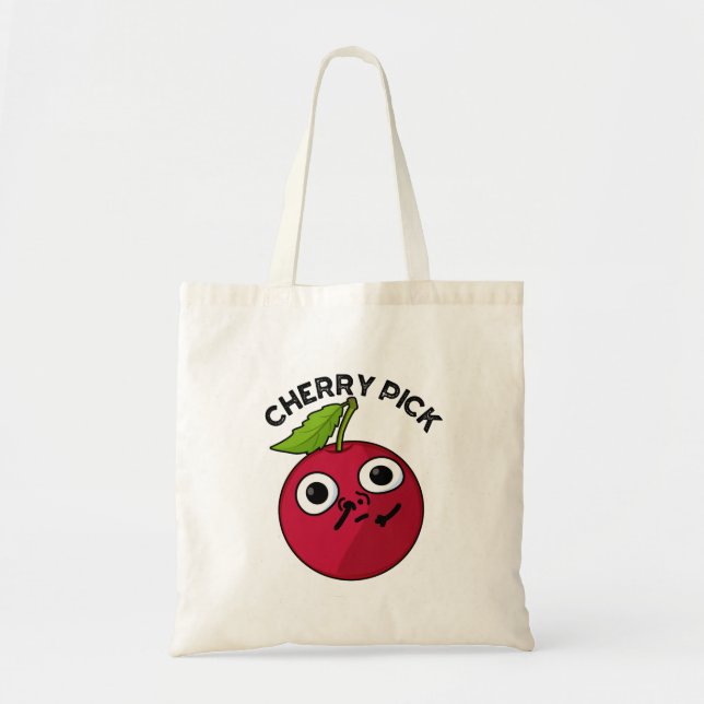 Cherry Plocka Funny Fruit Pun Tygkasse (Framsidan)