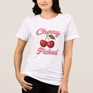 Cherry Plockad Rosa Glitter Retro Glam T Shirt