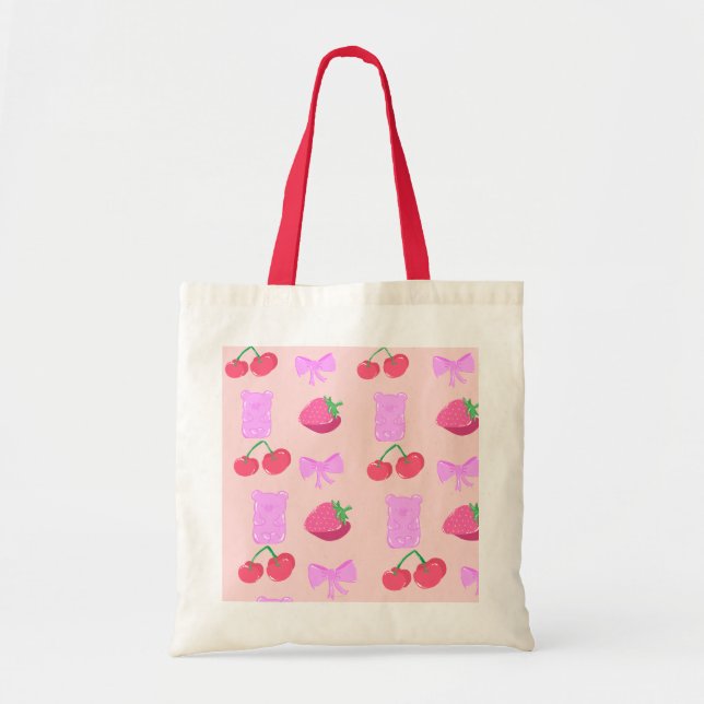 Cherry Pop Tote Bag Tygkasse (Framsidan)