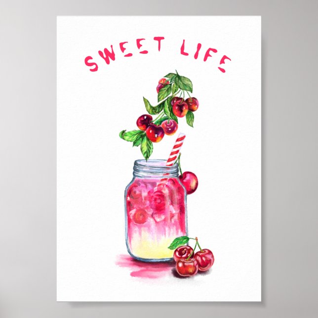 Cherry Poster Juice Coola Drink Fruits Sommar Part (Framsidan)