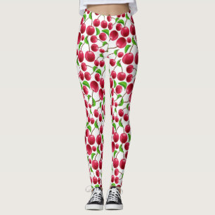 Cherry Print Retro Cherries Yoga Pilates Byxor