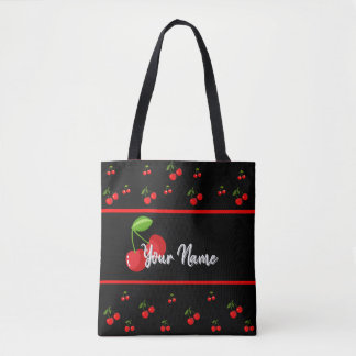 Cherry print shopping Book Tote Bag Tygkasse