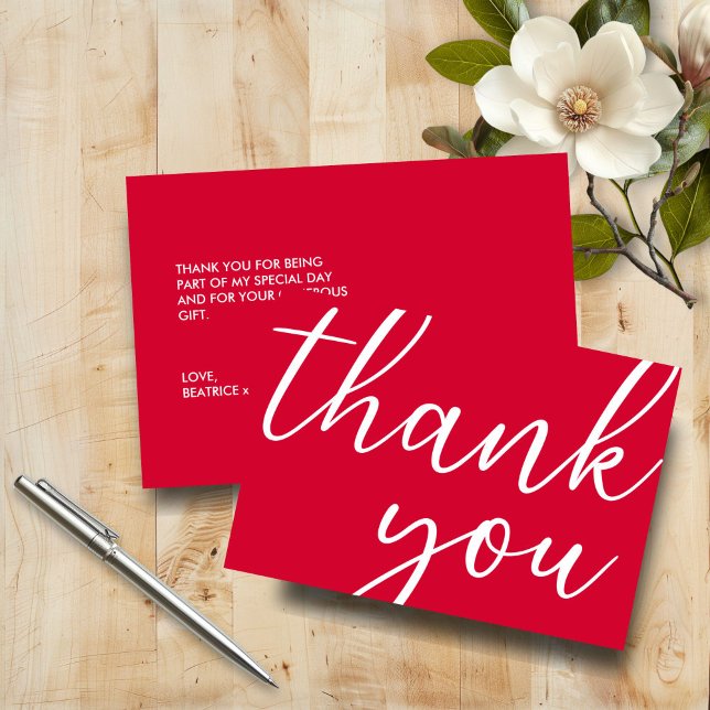 Cherry Red Birthday Modern Script Tack (Skapare uppladdad)