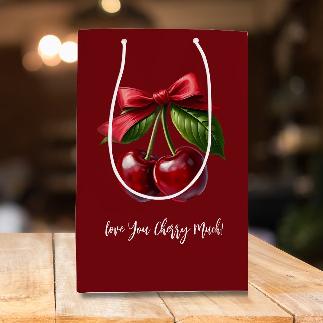 Cherry Red Cherries med en Bow (Cherries with a Bow Gift Bag-Love you Cherry Much)