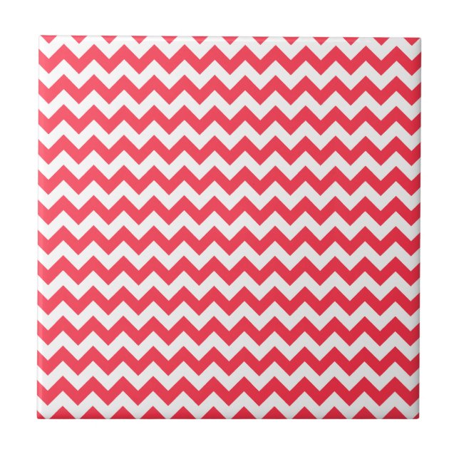Cherry Red Chevron Zigzag Kakelplatta (Framsidan)