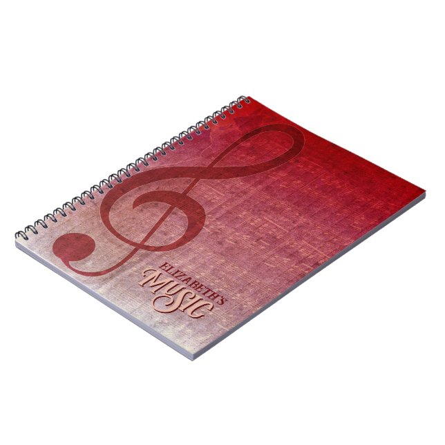 Cherry Red Clef Music Lakan Personlig Anteckningsbok (Vänstra Sidan)