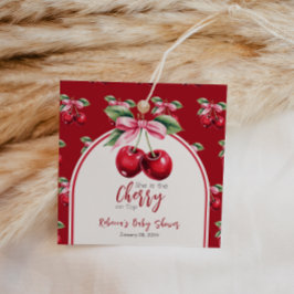 Cherry Red Coquette Bow Baby Shower Gåvor Etiketter
