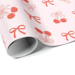 Cherry Red Coquette Christmas Wrapping Paper Roll Presentpapper