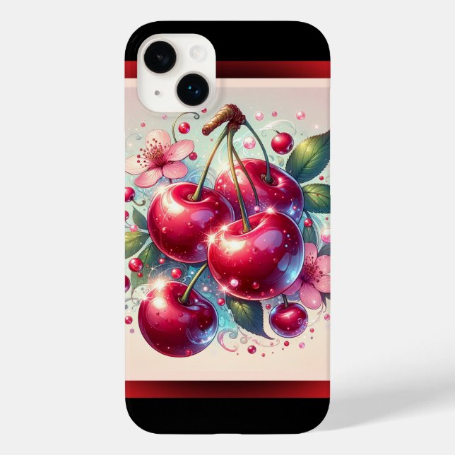 Cherry Red Cute Cherries Blommigt Girly Rosa (Baksida)
