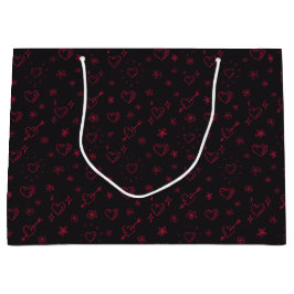 Cherry Red Doodle Flowers and Hearts Patternes