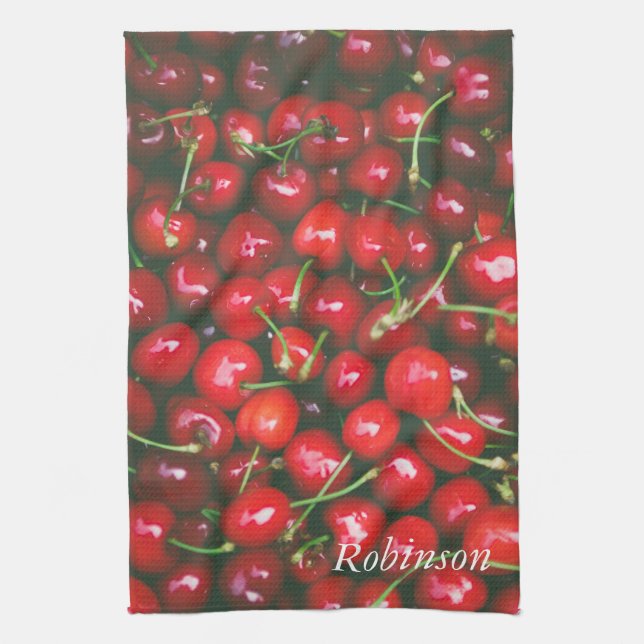Cherry Red Fruit Personlig Kökshandduk (Vertikal)