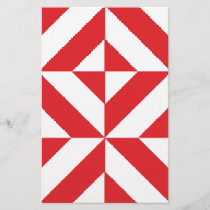 Cherry Red Geometric Deco Cube Mönster Brevpapper