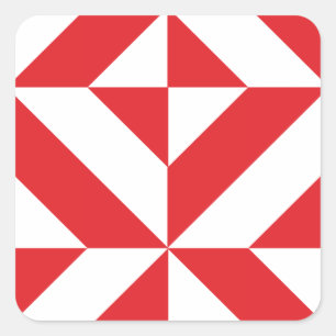 Cherry Red Geometric Deco Cube Mönster Fyrkantigt Klistermärke