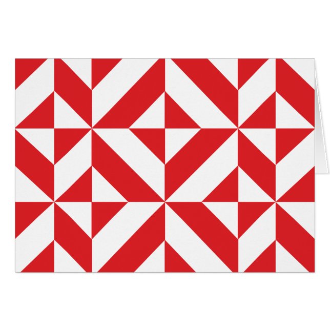 Cherry Red Geometric Deco Cube Mönster Hälsningskort (Framsidan Horizontal)