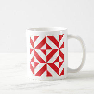 Cherry Red Geometric Deco Cube Mönster Kaffemugg