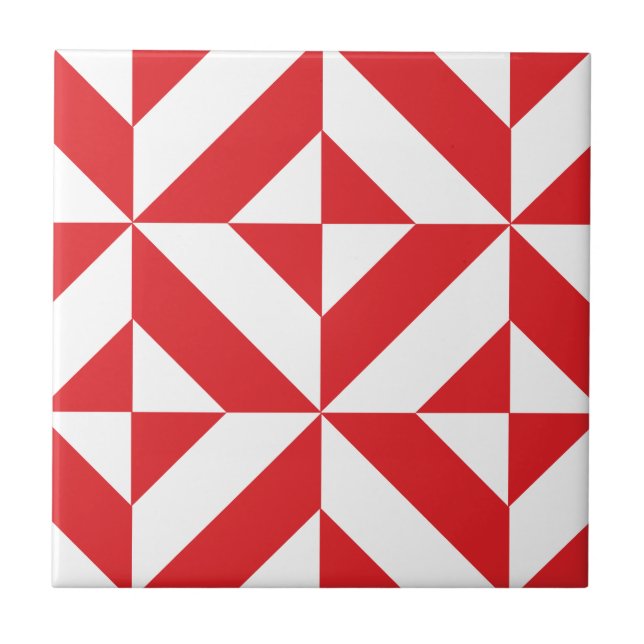 Cherry Red Geometric Deco Cube Mönster Kakelplatta (Framsidan)