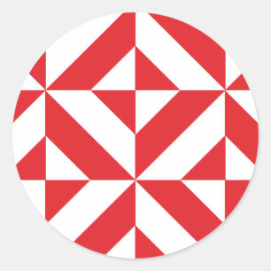 Cherry Red Geometric Deco Cube Mönster Runt Klistermärke