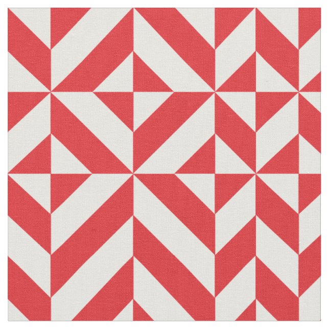 Cherry Red Geometric Deco Cube Mönster Tyg (Närbild)