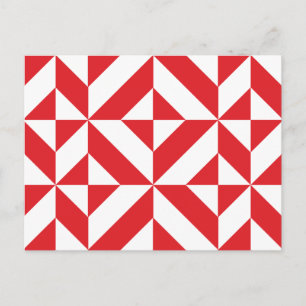 Cherry Red Geometric Deco Cube Mönster Vykort