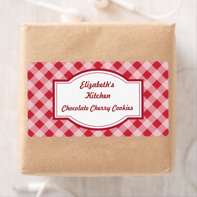 Cherry Red Gingham Kitchen Labels Fraktsedel (Insitu)