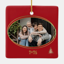 Cherry Red Green Pink & Gold Christmas Trees Julgransprydnad Keramik