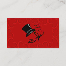 Cherry Red Hearts Top hat och High Heel Place Card Placeringskort