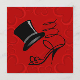 Cherry Red Hearts Top Hat och höga klackar inbjuda Inbjudningar